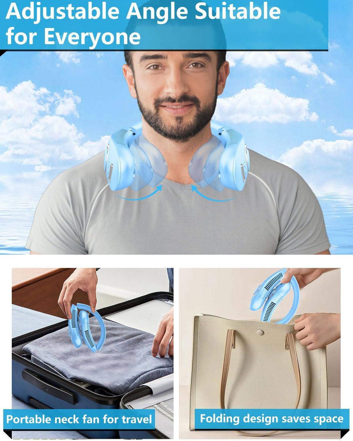 Portable Neck Fan with Mist – Rechargeable Bladeless Cooling Fan with LED Display