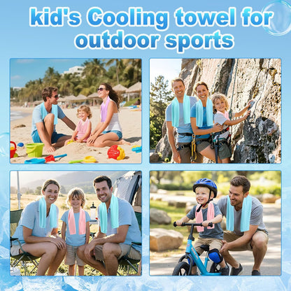 4 Pack Kids Cooling Towels, 30" X 9" Cooling Towels for Neck and Face, Soft Breathable Cooling Neck Wraps for Boys & Girls, Ideal for Sports, School, Summer Camp & Outdoor Use