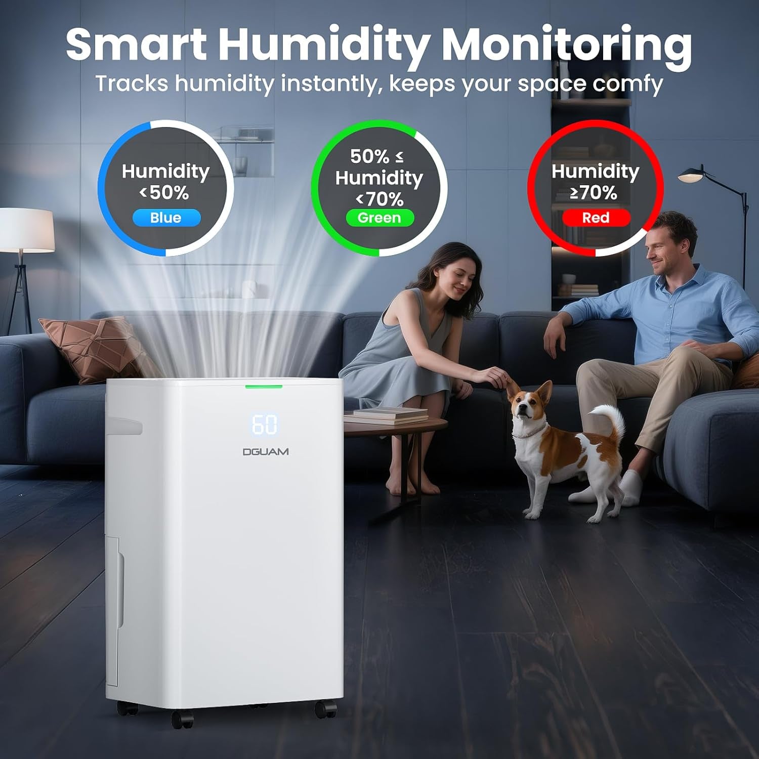 38 L/Day Dehumidifier for Basements & Large Rooms up to 420 m² with Drain Hose