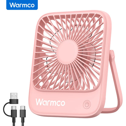 Mini USB Desk Fans Portable USB-C Desktop Cooling Fan 3-Speed Adjustable 180° Rotation Quiet Small Personal Fan for Home