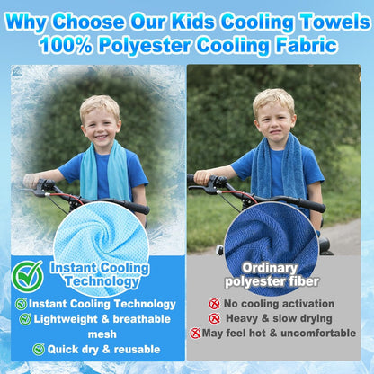 4 Pack Kids Cooling Towels, 30" X 9" Cooling Towels for Neck and Face, Soft Breathable Cooling Neck Wraps for Boys & Girls, Ideal for Sports, School, Summer Camp & Outdoor Use