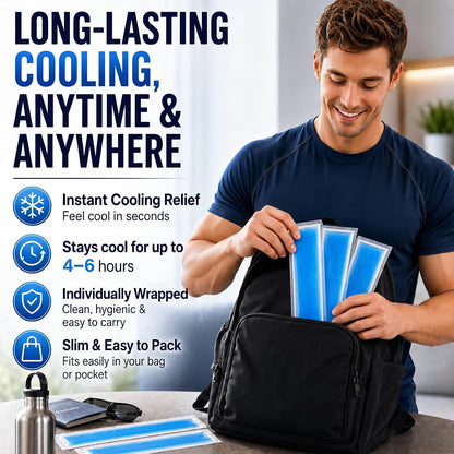 Cooling Gel Patches (12 Pack) for Neck & Body – Instant Heat Relief