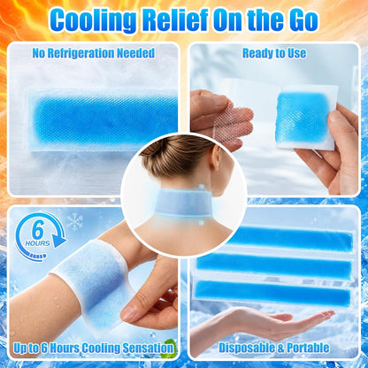 Cooling Gel Patches (12 Pack) for Neck & Body – Instant Heat Relief