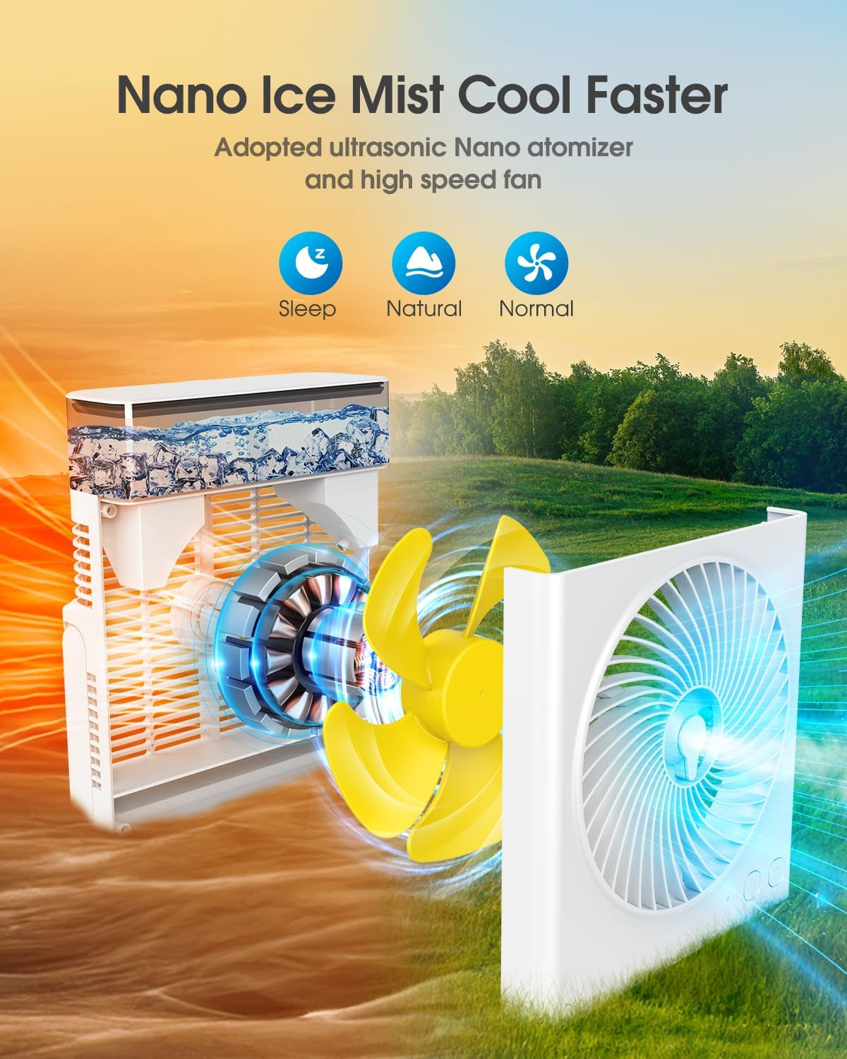 Misting Fan Portable, 16000Mah 8-Inch Rechargeable Battery Operated Fan with 600Ml Water Tank, Cooling Desk Misting Fans for Outside, Perfect Quite Mist Water Spray Fans for Home Office Camping Patio
