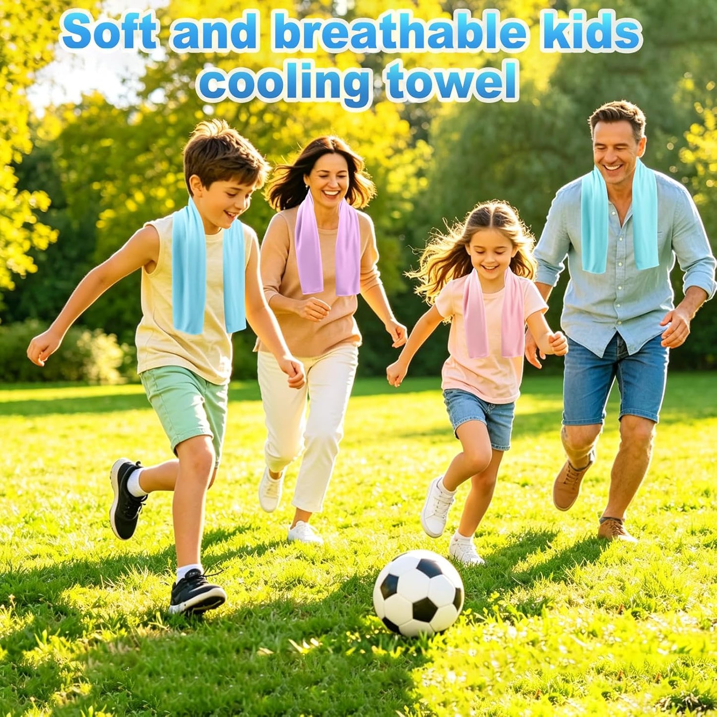4 Pack Kids Cooling Towels, 30" X 9" Cooling Towels for Neck and Face, Soft Breathable Cooling Neck Wraps for Boys & Girls, Ideal for Sports, School, Summer Camp & Outdoor Use