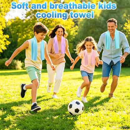 4 Pack Kids Cooling Towels, 30" X 9" Cooling Towels for Neck and Face, Soft Breathable Cooling Neck Wraps for Boys & Girls, Ideal for Sports, School, Summer Camp & Outdoor Use