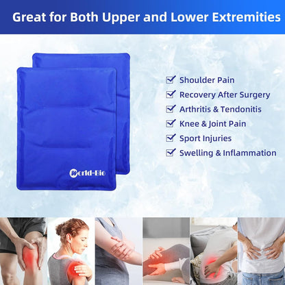 Large Cold & Hot Gel Pack (2 Pack) – Flexible Therapy Pad for Hip, Back, Shoulder & Knee Pain Relief
