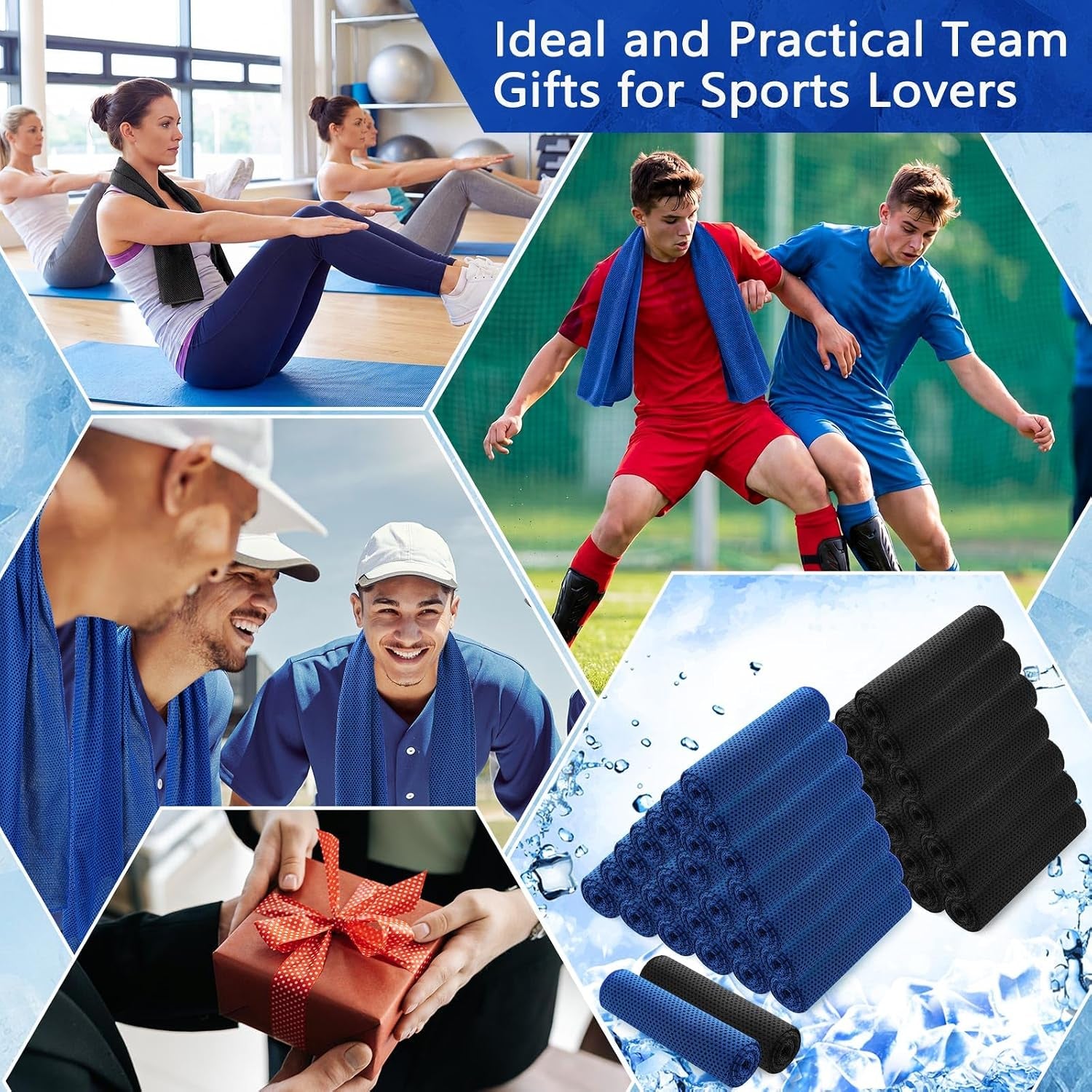50 Pack Cooling Towels, 40"X12" Yoga Towels Ice Breathable Soft Chilly Sweat Rag Microfiber Workout Rags for Neck and Face for Gym Golf Sport Running