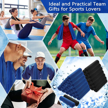 50 Pack Cooling Towels, 40"X12" Yoga Towels Ice Breathable Soft Chilly Sweat Rag Microfiber Workout Rags for Neck and Face for Gym Golf Sport Running