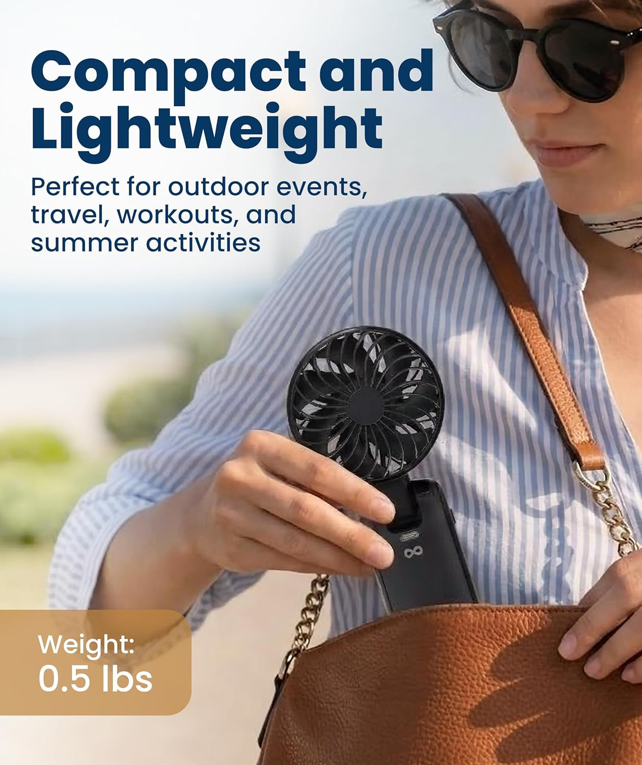 Portable Handheld Fan – Rechargeable Mini Fan with LED Display & 5 Speeds