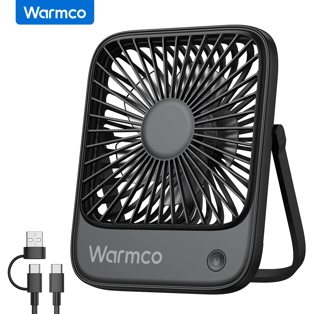 Mini USB Desk Fans Portable USB-C Desktop Cooling Fan 3-Speed Adjustable 180° Rotation Quiet Small Personal Fan for Home