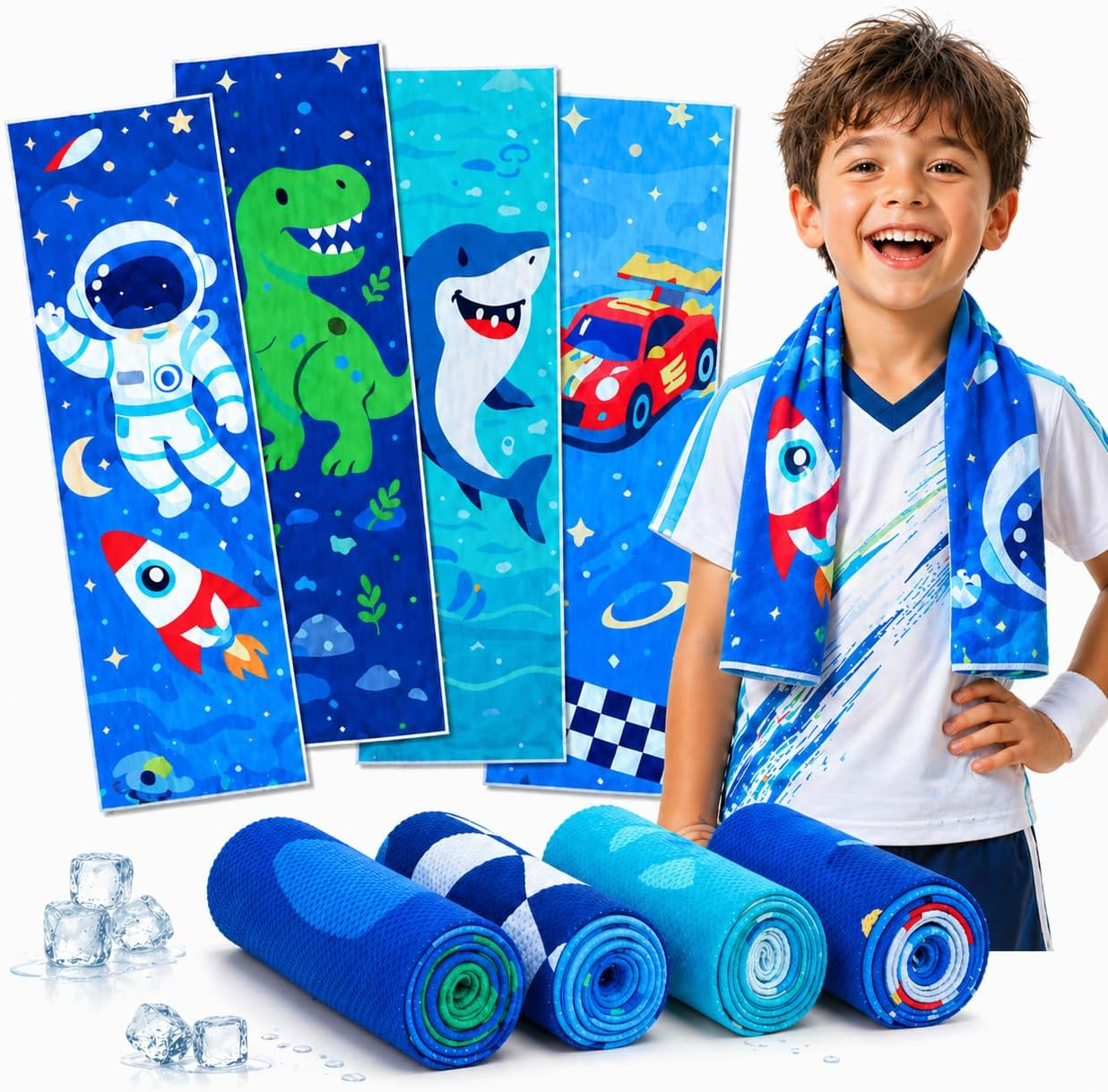 Kids Cooling Towels Set – 4 Pack Instant Cooling Neck Towels