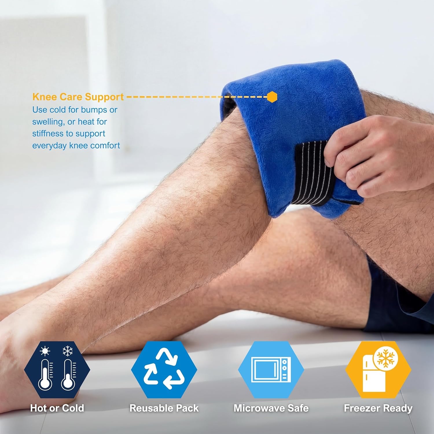 Reusable Hot & Cold Gel Pack with Adjustable Therapy Belt (2 Pack)