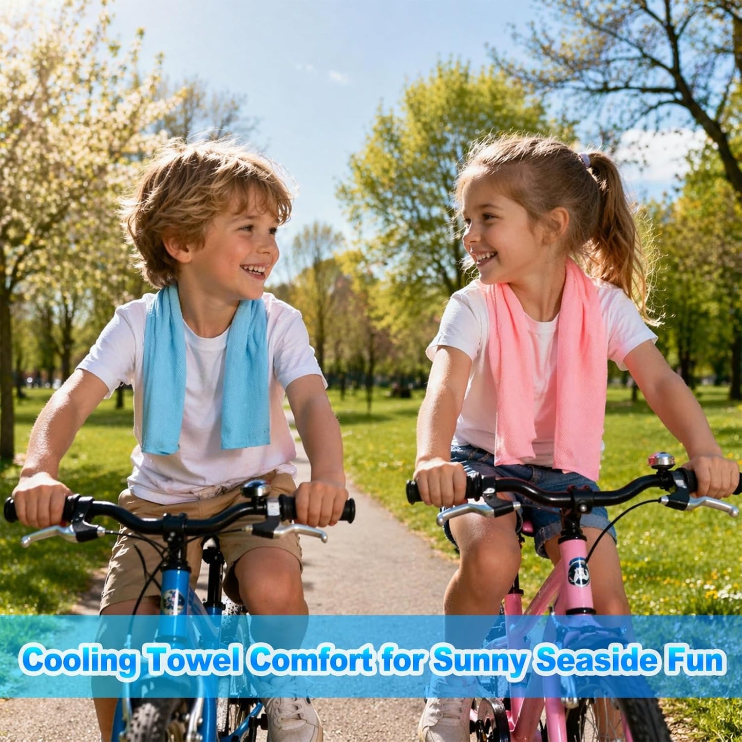 4 Pack Kids Cooling Towels, 30" X 9" Cooling Towels for Neck and Face, Soft Breathable Cooling Neck Wraps for Boys & Girls, Ideal for Sports, School, Summer Camp & Outdoor Use