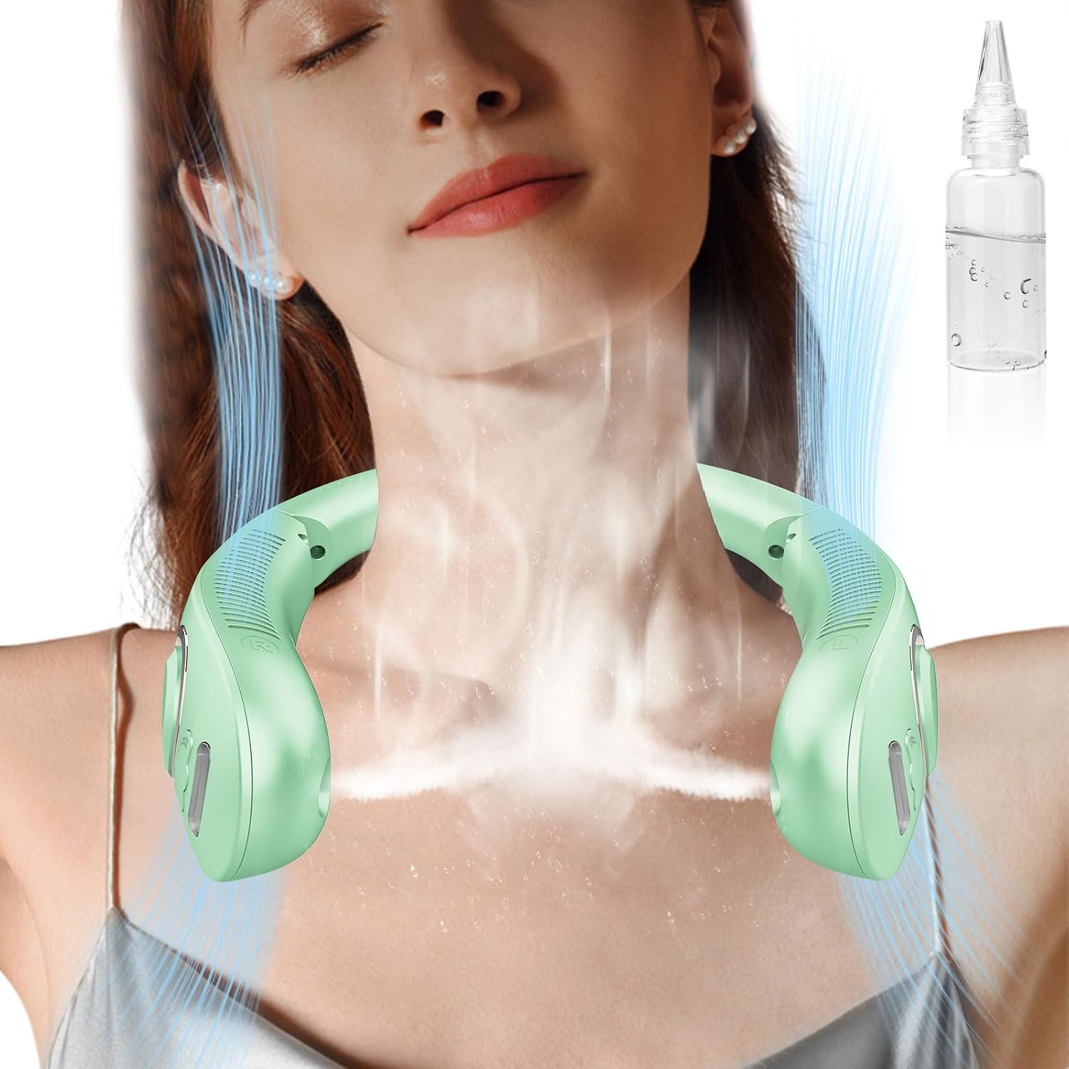 Portable Neck Fan with Mist – Rechargeable Bladeless Cooling Fan with LED Display