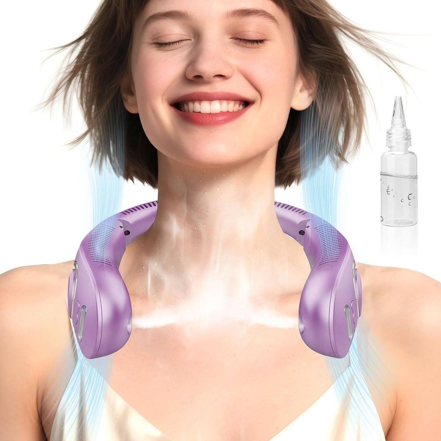 Portable Neck Fan with Mist – Rechargeable Bladeless Cooling Fan with LED Display