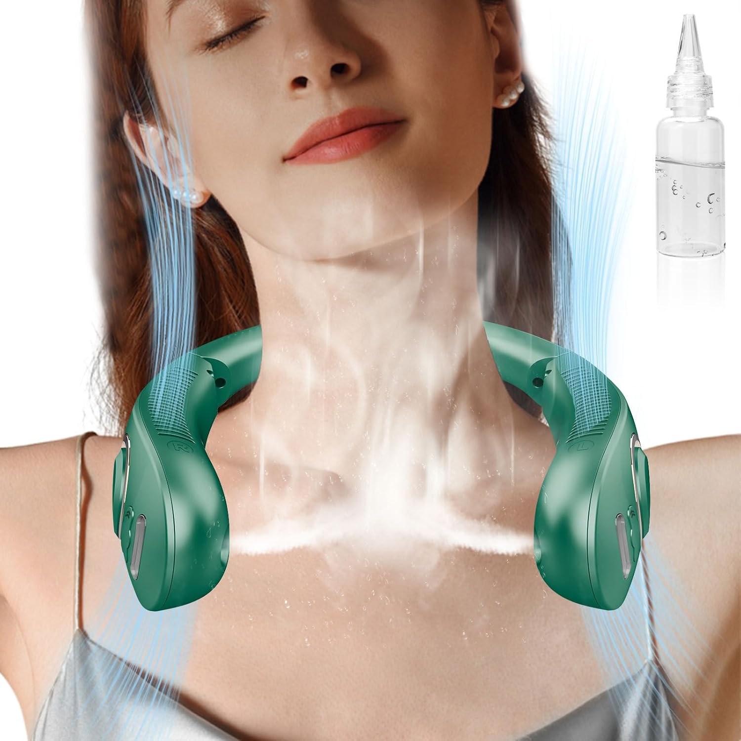 Portable Neck Fan with Mist – Rechargeable Bladeless Cooling Fan with LED Display