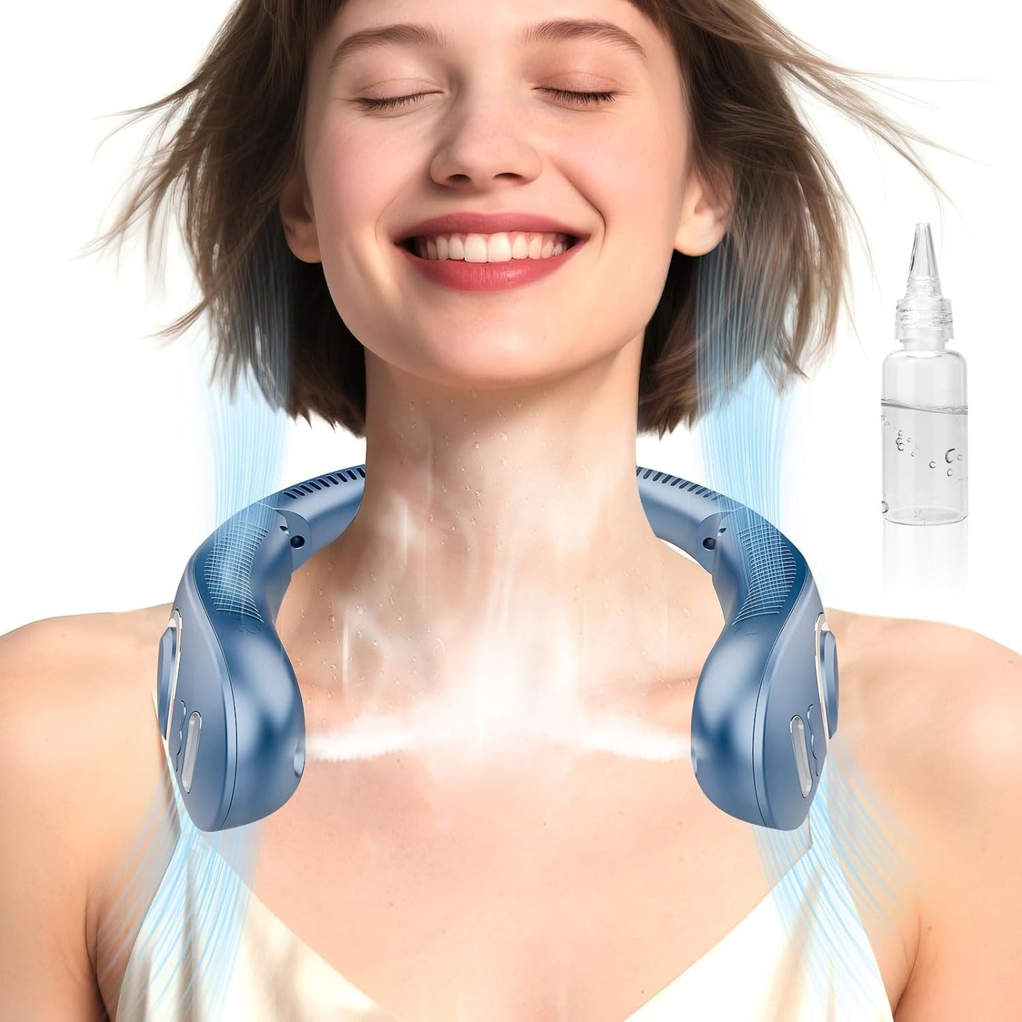 Portable Neck Fan with Mist – Rechargeable Bladeless Cooling Fan with LED Display