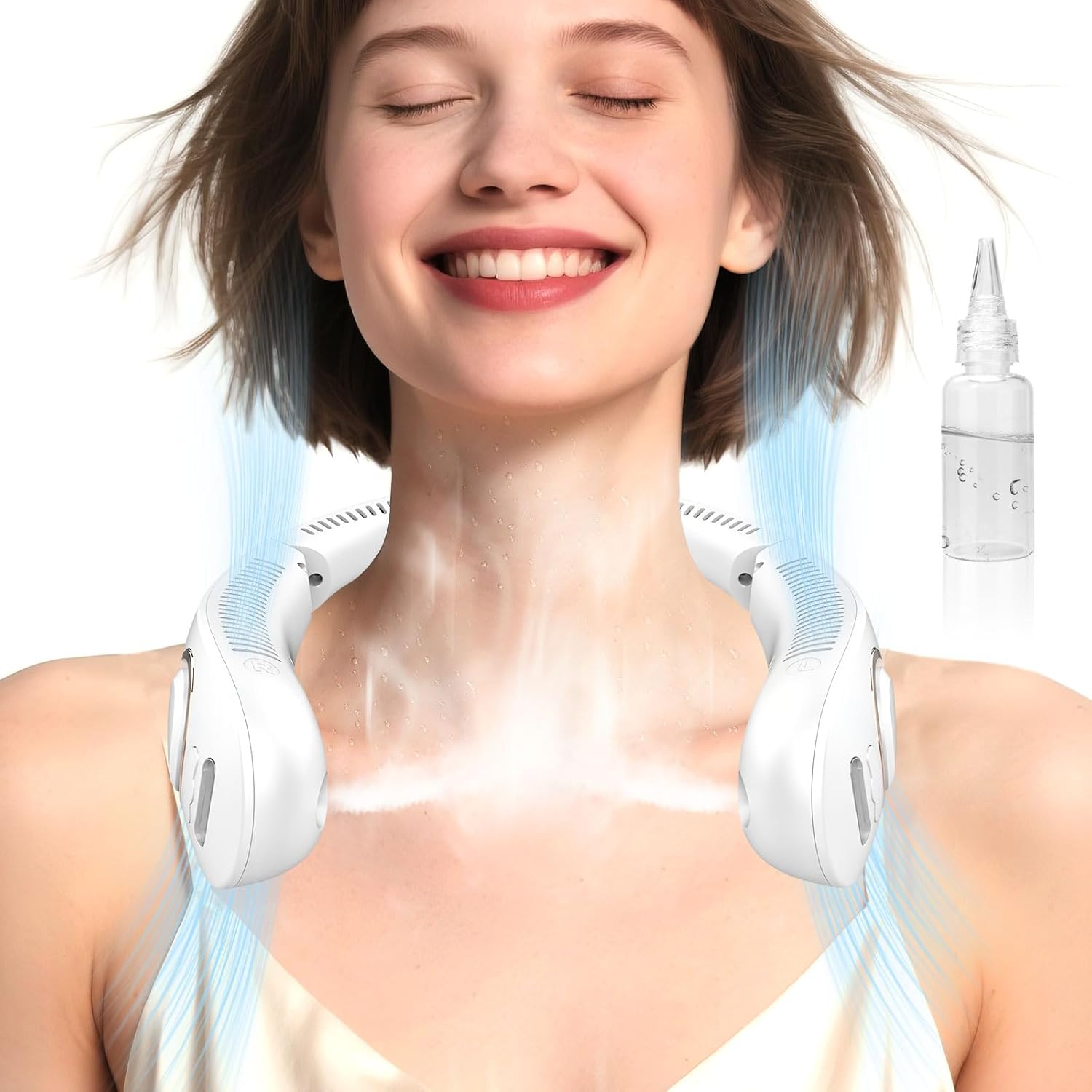 Portable Neck Fan with Mist – Rechargeable Bladeless Cooling Fan with LED Display