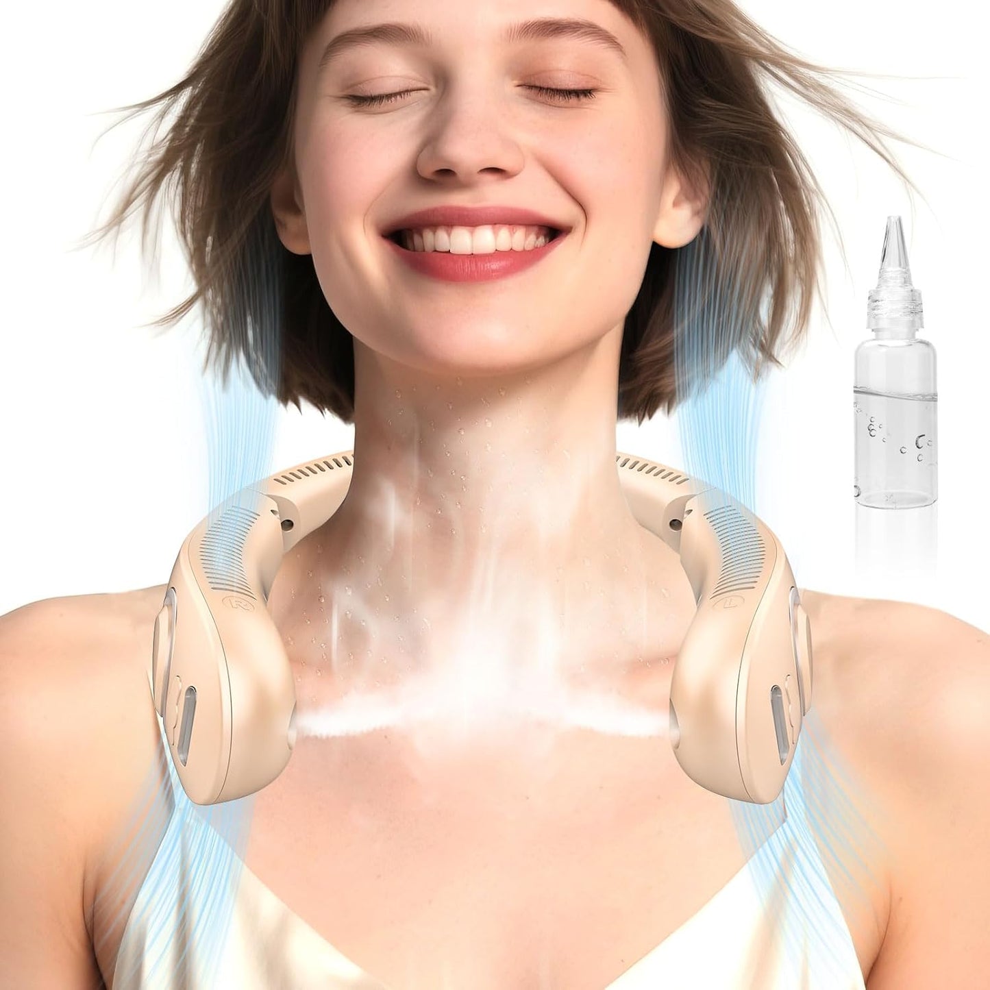 Portable Neck Fan with Mist – Rechargeable Bladeless Cooling Fan with LED Display