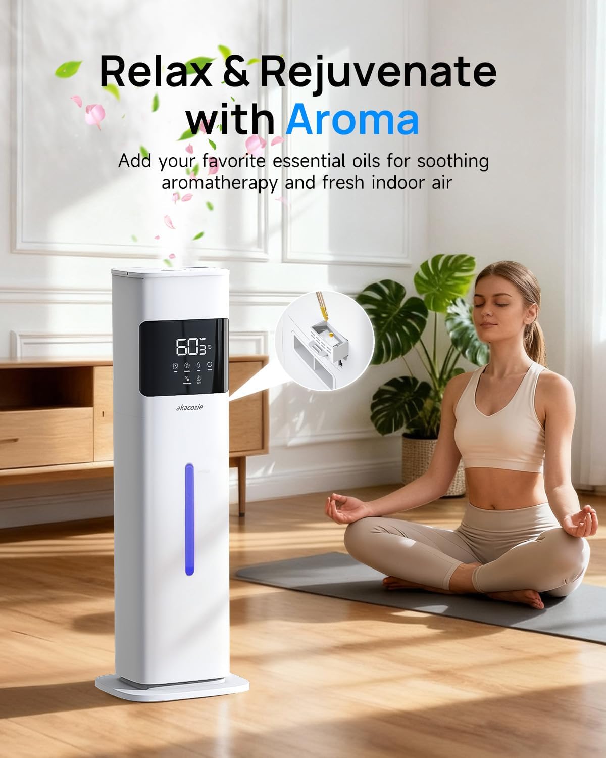 Humidifiers for Bedroom, Humidifier Large Room, White | Warm & Cool Mist, 2.1Gal/8L, 500 Sq Ft Coverage, Run 48H, Auto Humidity Control, Essential Oil Diffuser, for Home Baby Plants