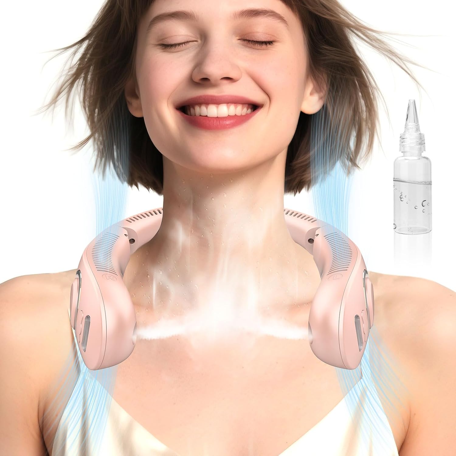 Portable Neck Fan with Mist – Rechargeable Bladeless Cooling Fan with LED Display