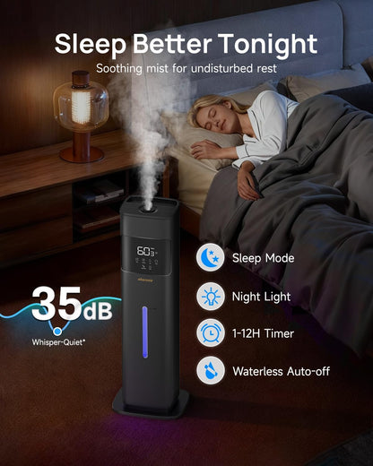 8 L Warm & Cool Mist Humidifier for Rooms up to 46 m² with Essential Oil Diffuser