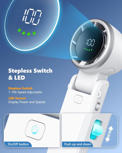 TurboFan Pro™ | Portable Handheld Turbo Fan with 100-Speed Control & 5000mAh Battery