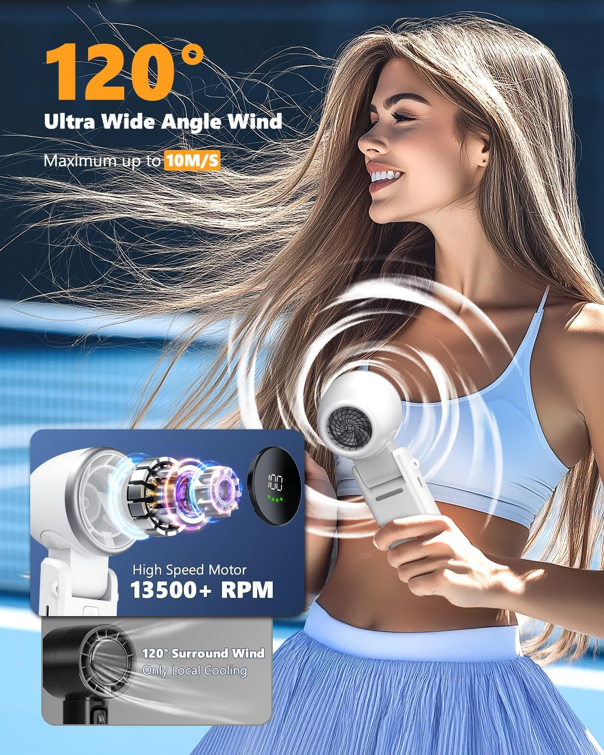 TurboFan Pro™ | Portable Handheld Turbo Fan with 100-Speed Control & 5000mAh Battery