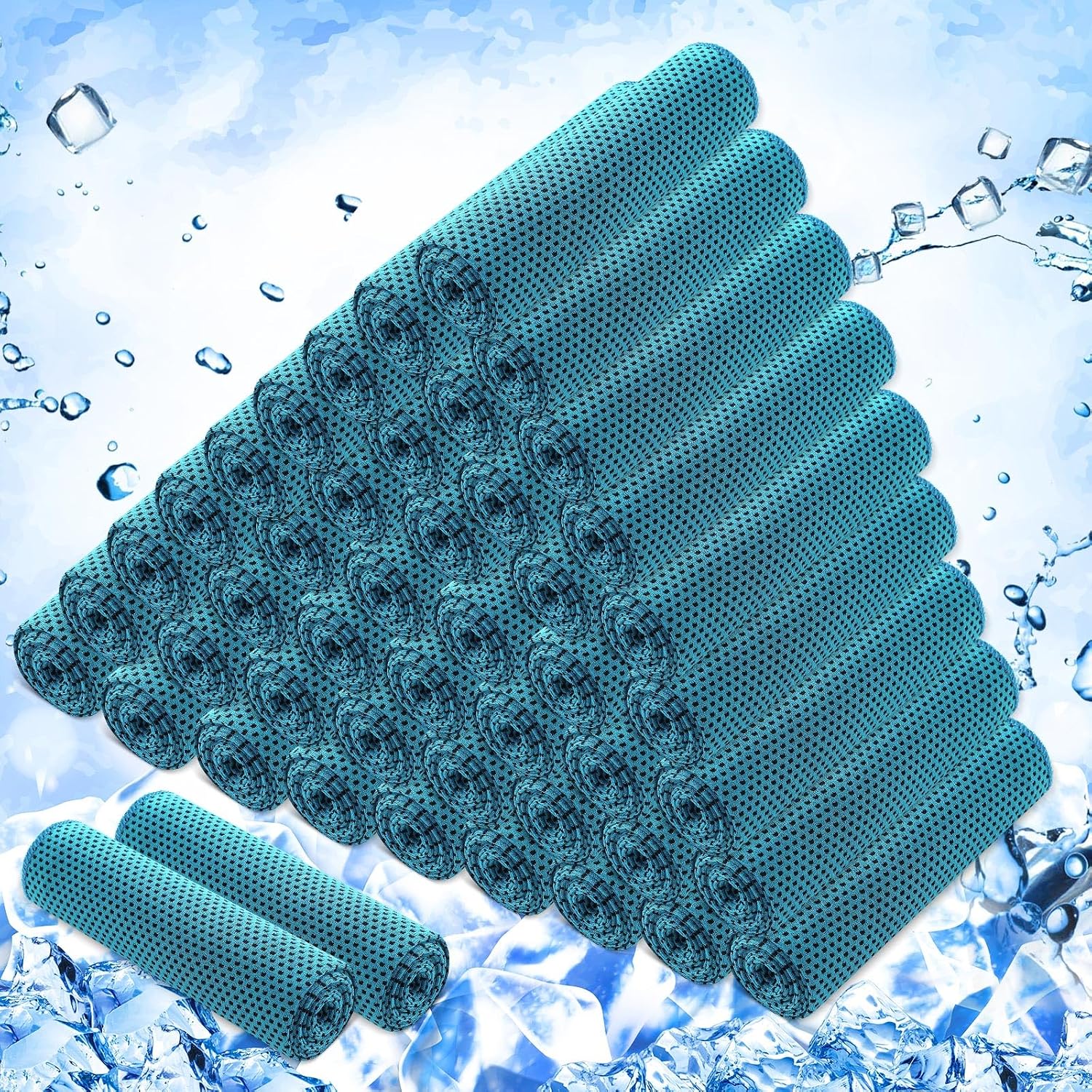 50 Pack Cooling Towels, 40"X12" Yoga Towels Ice Breathable Soft Chilly Sweat Rag Microfiber Workout Rags for Neck and Face for Gym Golf Sport Running