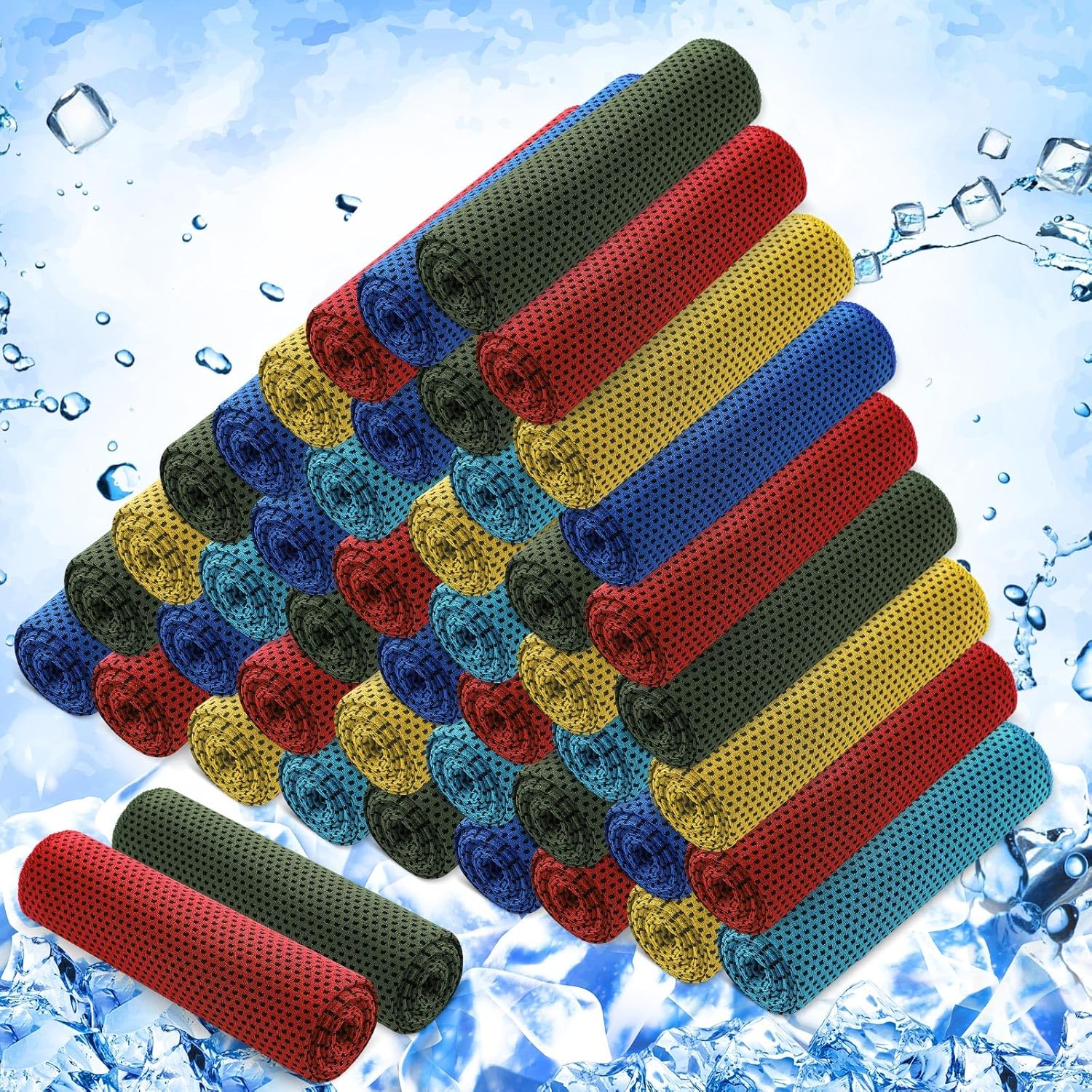 50 Pack Cooling Towels, 40"X12" Yoga Towels Ice Breathable Soft Chilly Sweat Rag Microfiber Workout Rags for Neck and Face for Gym Golf Sport Running