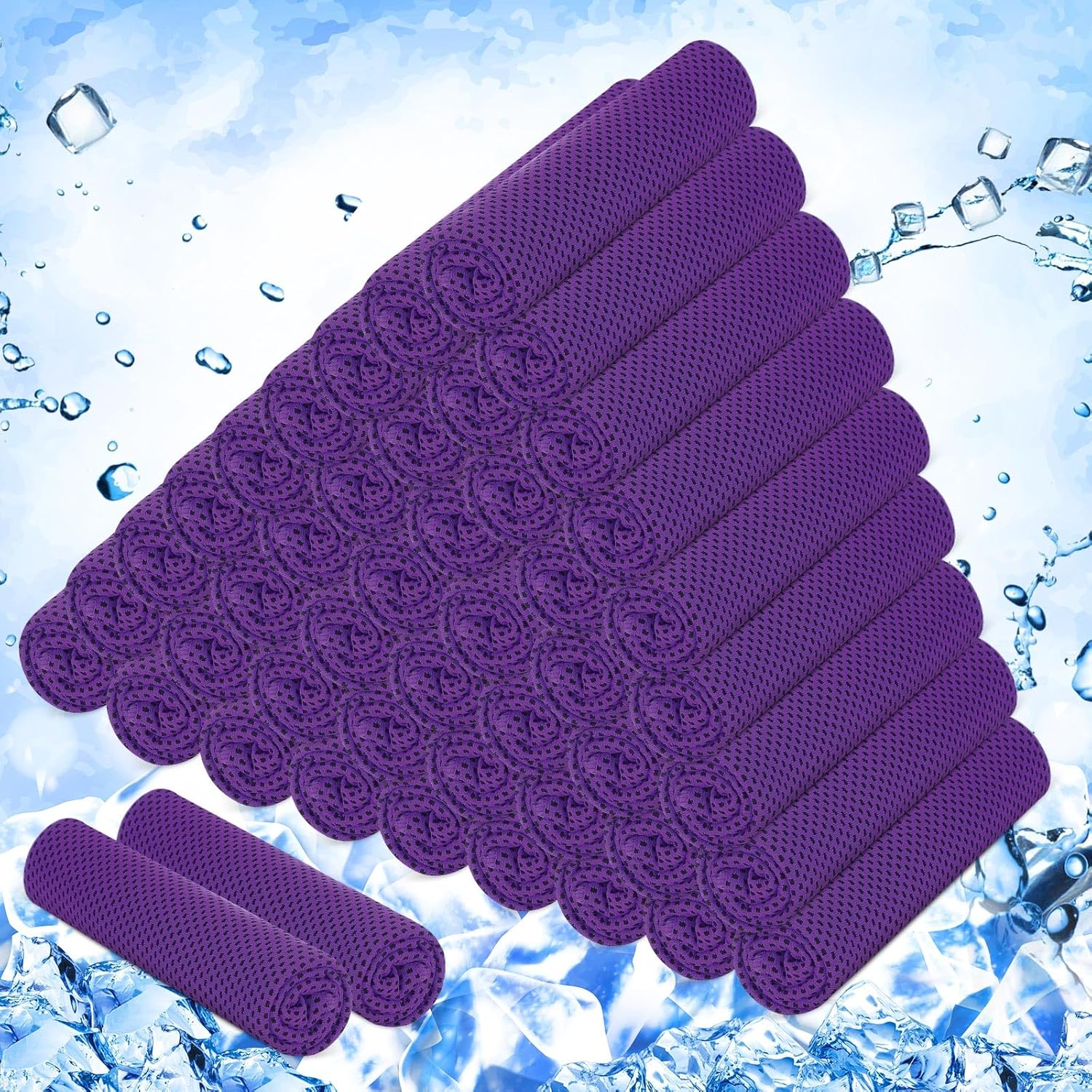 50 Pack Cooling Towels, 40"X12" Yoga Towels Ice Breathable Soft Chilly Sweat Rag Microfiber Workout Rags for Neck and Face for Gym Golf Sport Running