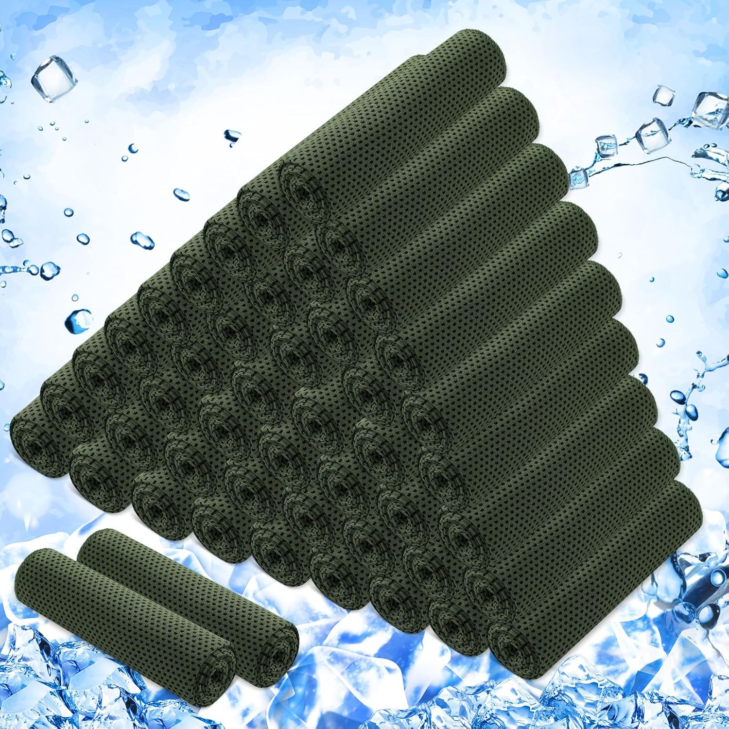 50 Pack Cooling Towels, 40"X12" Yoga Towels Ice Breathable Soft Chilly Sweat Rag Microfiber Workout Rags for Neck and Face for Gym Golf Sport Running