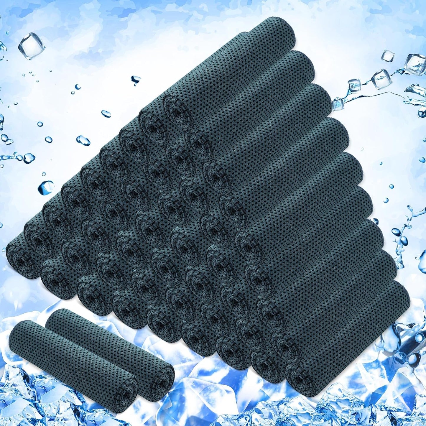 50 Pack Cooling Towels, 40"X12" Yoga Towels Ice Breathable Soft Chilly Sweat Rag Microfiber Workout Rags for Neck and Face for Gym Golf Sport Running