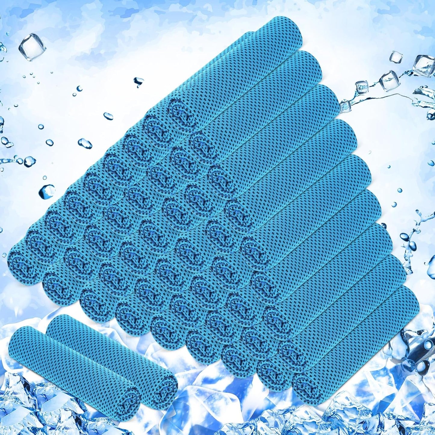 50 Pack Cooling Towels, 40"X12" Yoga Towels Ice Breathable Soft Chilly Sweat Rag Microfiber Workout Rags for Neck and Face for Gym Golf Sport Running