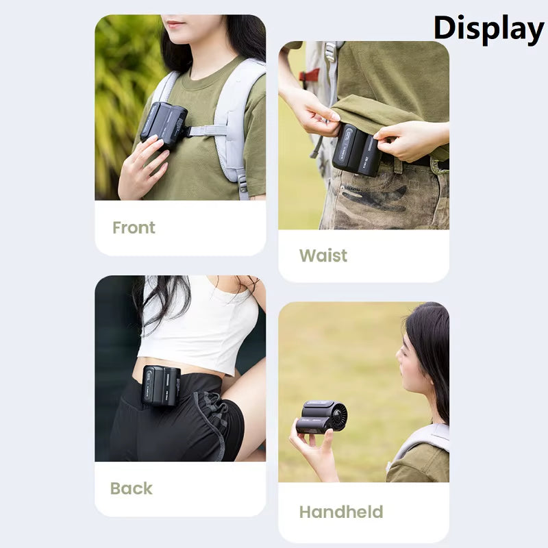 Leafless Hanging Waist Fans under Shirt Fan Portable USB Charging Mini Clip on Waist Electric Fan Outdoor Camping Cooling Device