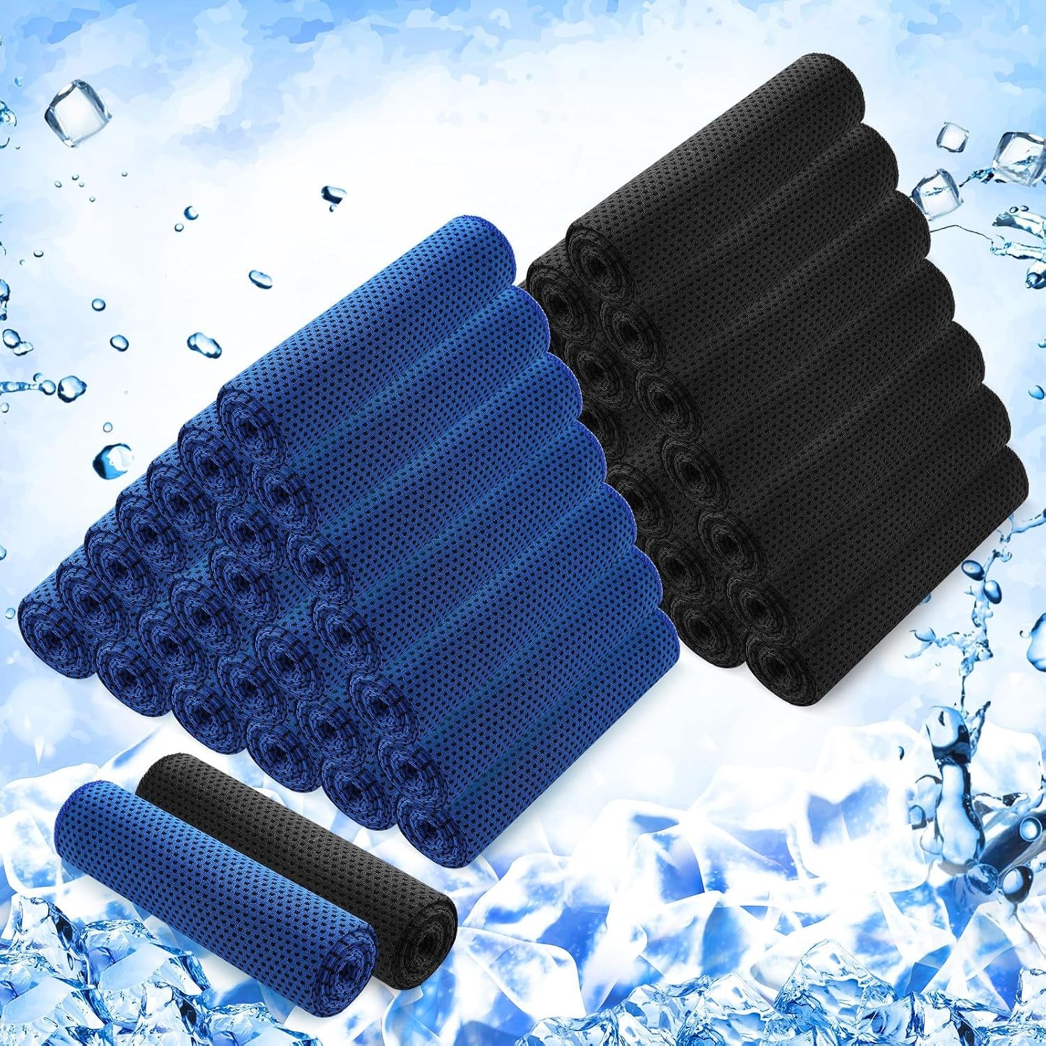 50 Pack Cooling Towels, 40"X12" Yoga Towels Ice Breathable Soft Chilly Sweat Rag Microfiber Workout Rags for Neck and Face for Gym Golf Sport Running