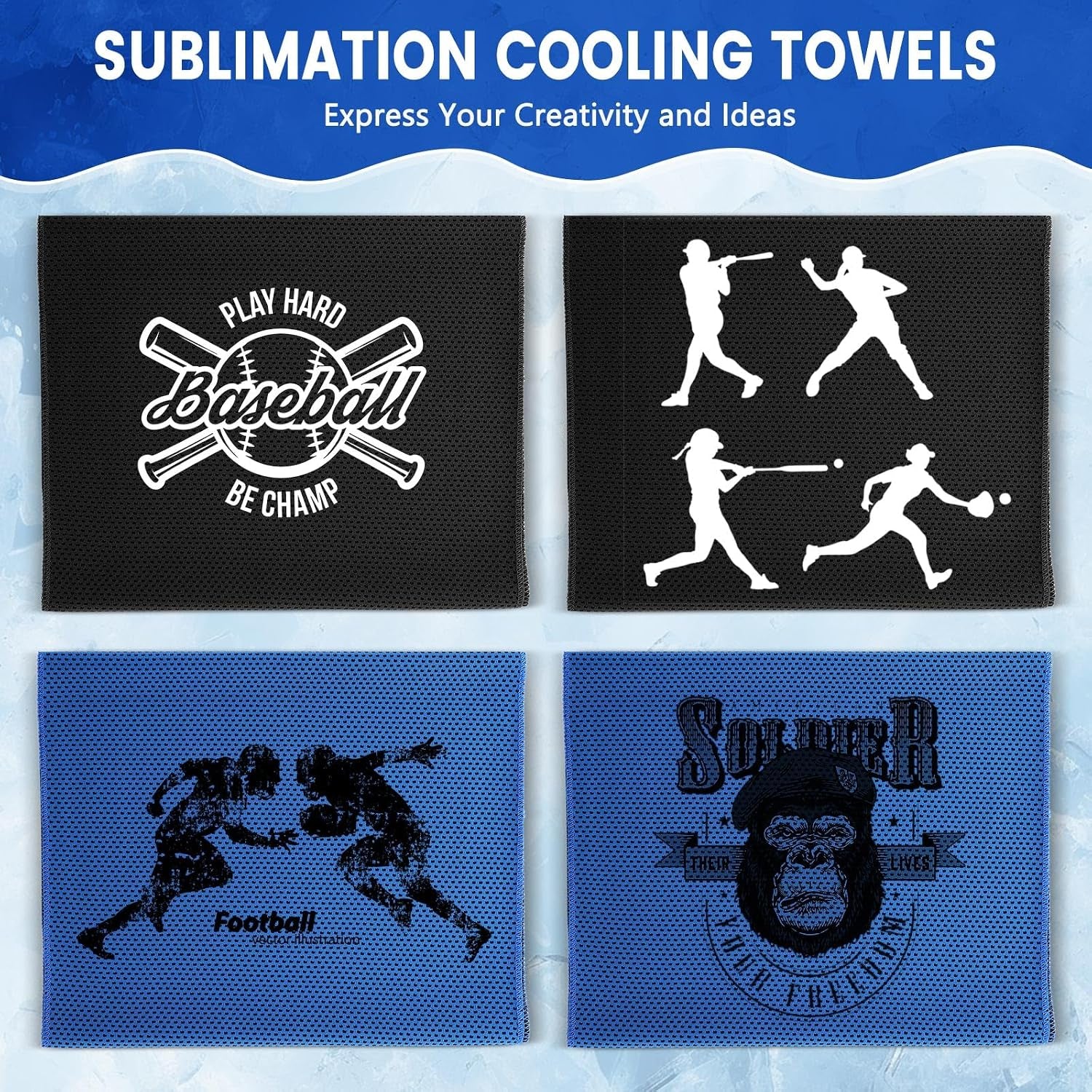 50 Pack Cooling Towels, 40"X12" Yoga Towels Ice Breathable Soft Chilly Sweat Rag Microfiber Workout Rags for Neck and Face for Gym Golf Sport Running