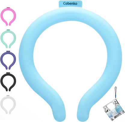 Neck Cooling Tube with Cold Insulated Bag,Reusable 18℃/64℉ Ice Neck Ring Wearable Body Cooler Products for Summer (Blue)