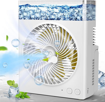 Misting Fan Portable, 16000Mah 8-Inch Rechargeable Battery Operated Fan with 600Ml Water Tank, Cooling Desk Misting Fans for Outside, Perfect Quite Mist Water Spray Fans for Home Office Camping Patio