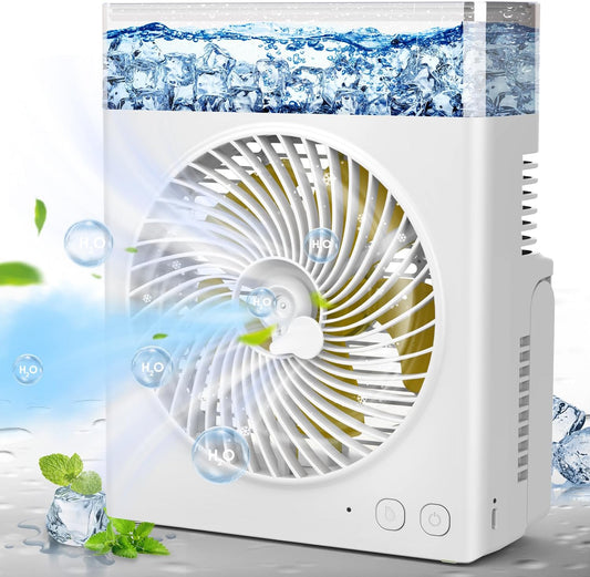 Misting Fan Portable, 16000Mah 8-Inch Rechargeable Battery Operated Fan with 600Ml Water Tank, Cooling Desk Misting Fans for Outside, Perfect Quite Mist Water Spray Fans for Home Office Camping Patio
