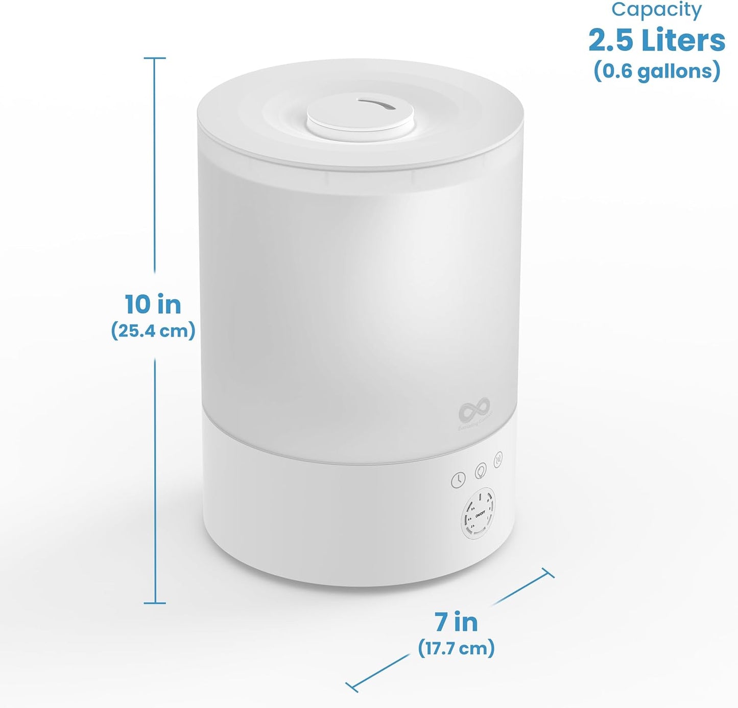 2.5 L Top-Fill Cool Mist Humidifier for Bedroom – Quiet with 24-Hour Runtime - White