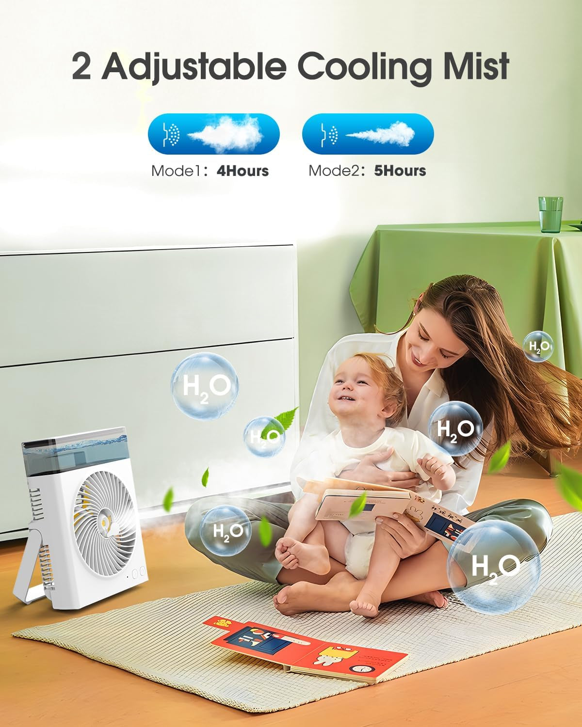 Misting Fan Portable, 16000Mah 8-Inch Rechargeable Battery Operated Fan with 600Ml Water Tank, Cooling Desk Misting Fans for Outside, Perfect Quite Mist Water Spray Fans for Home Office Camping Patio