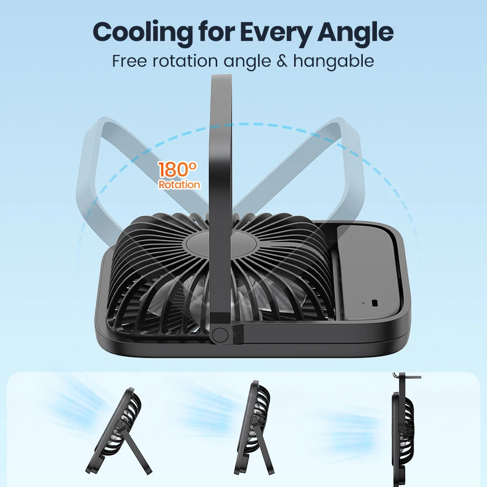 Mini USB Desk Fans Portable USB-C Desktop Cooling Fan 3-Speed Adjustable 180° Rotation Quiet Small Personal Fan for Home